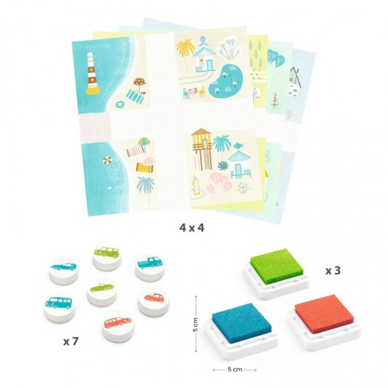 Djeco Ζωγραφική με στάμπες 'Οχήματα'