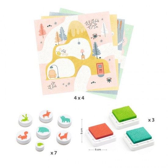 Djeco Ζωγραφική με στάμπες 'Ζωάκια'