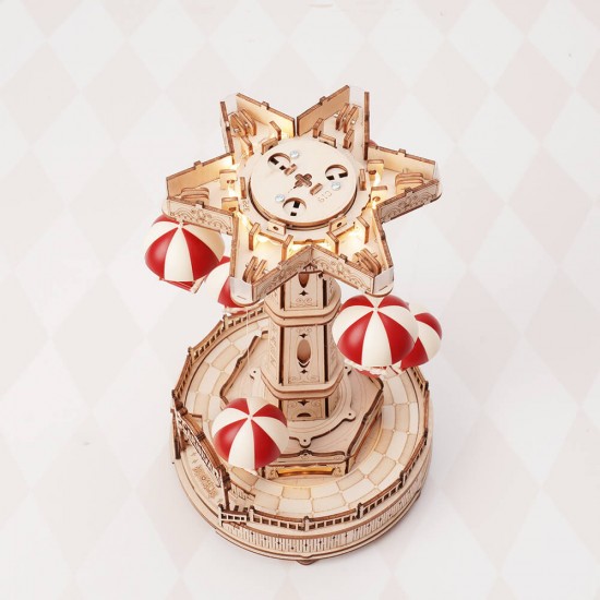 ROKR Parachute Tower DIY Music Box 3D Ξύλινο Παζλ EA01 ΔΗΜΙΟΥΡΓΙΚΗ ΑΠΑΣΧΟΛΗΣΗ