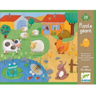 Djeco παζλ γίγας 12+8 τεμαχίων με διαφορετικες υφές 