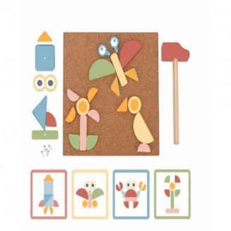 Παιχνίδι Κατασκευών Καρφώματα με σφυράκι Ξύλινo Tooky Toys TH155N