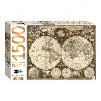Puzzle Vintage World Map 2D 1500 Κομμάτια MJG-3 Mindbogglers Gold