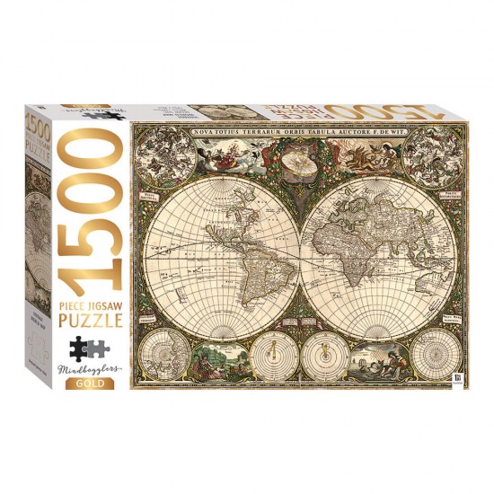 Puzzle Vintage World Map 2D 1500 Κομμάτια MJG-3 Mindbogglers Gold