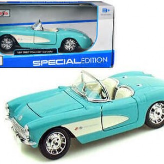 Maisto Chevrolet Corvette 1957 Φιγούρα Μοντελισμού Αυτοκίνητο τυρκουάζ σε Κλίμακα 1:24 31275
